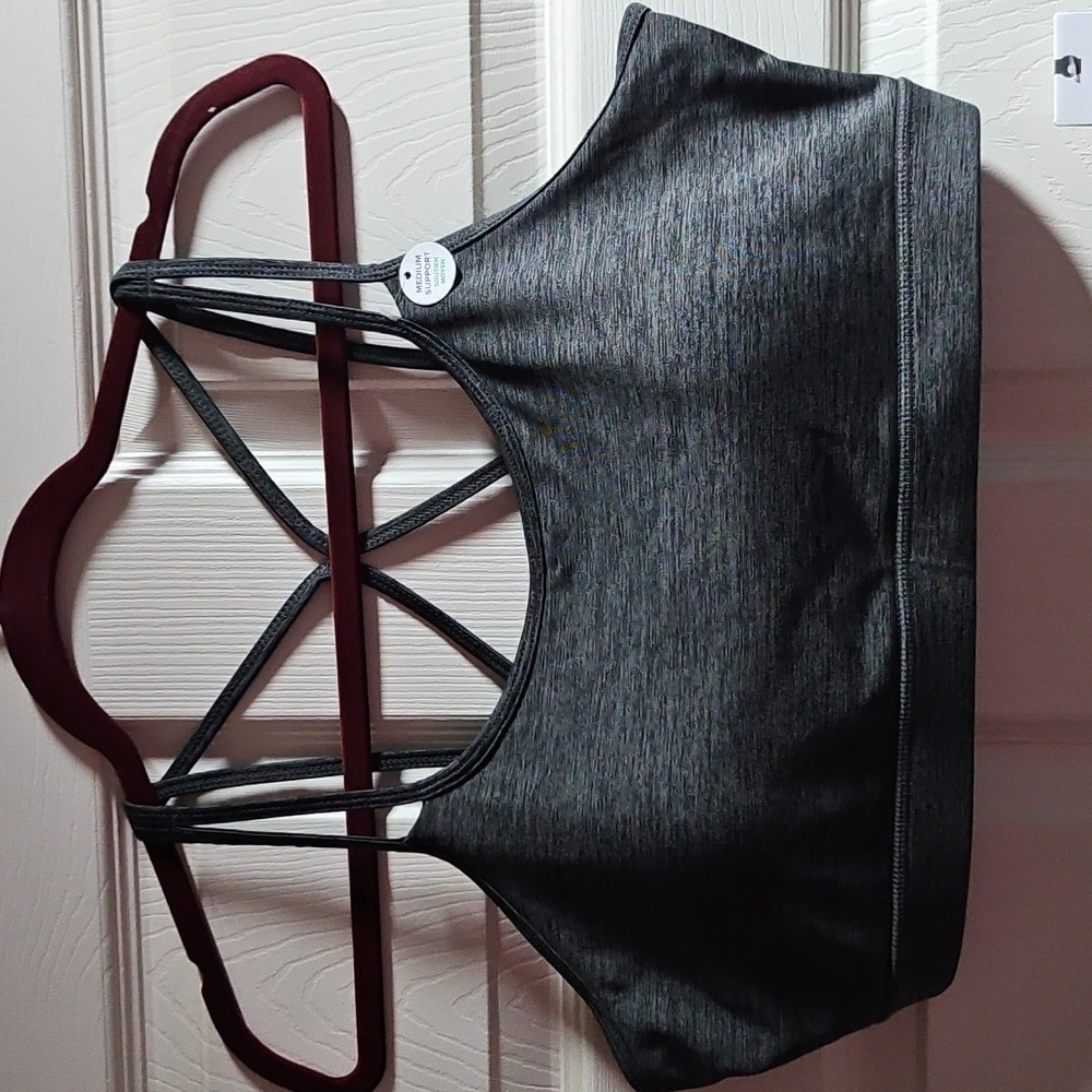 GAIAM Charcoal Heather Shine Bra Size XL NWT